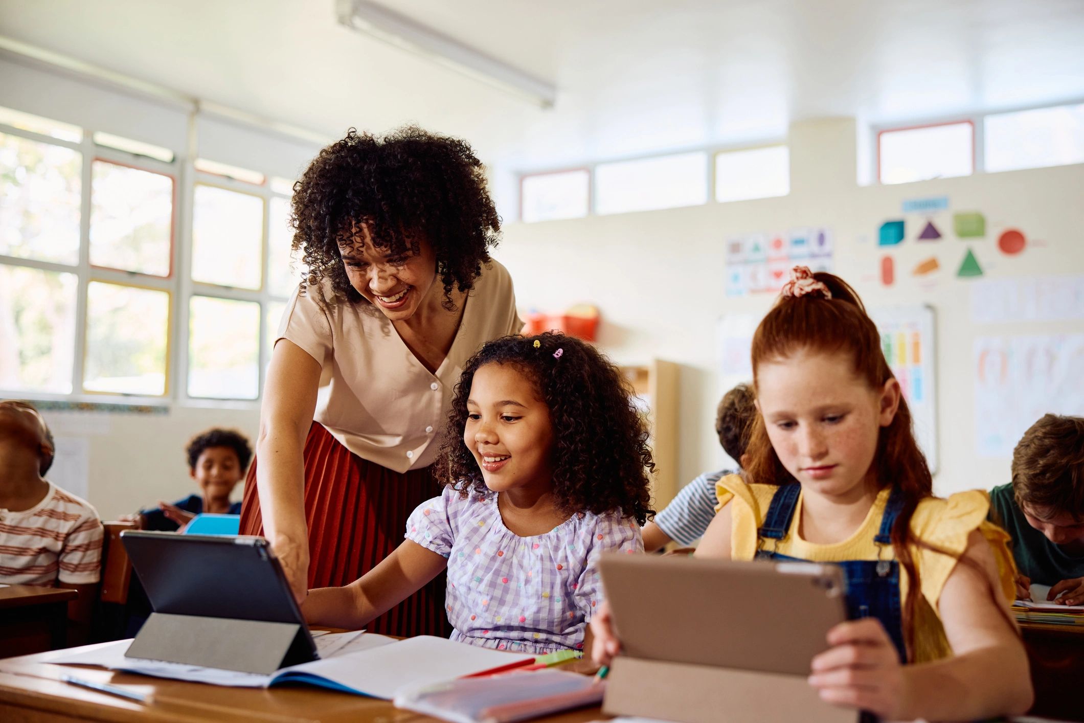 happy educators with children